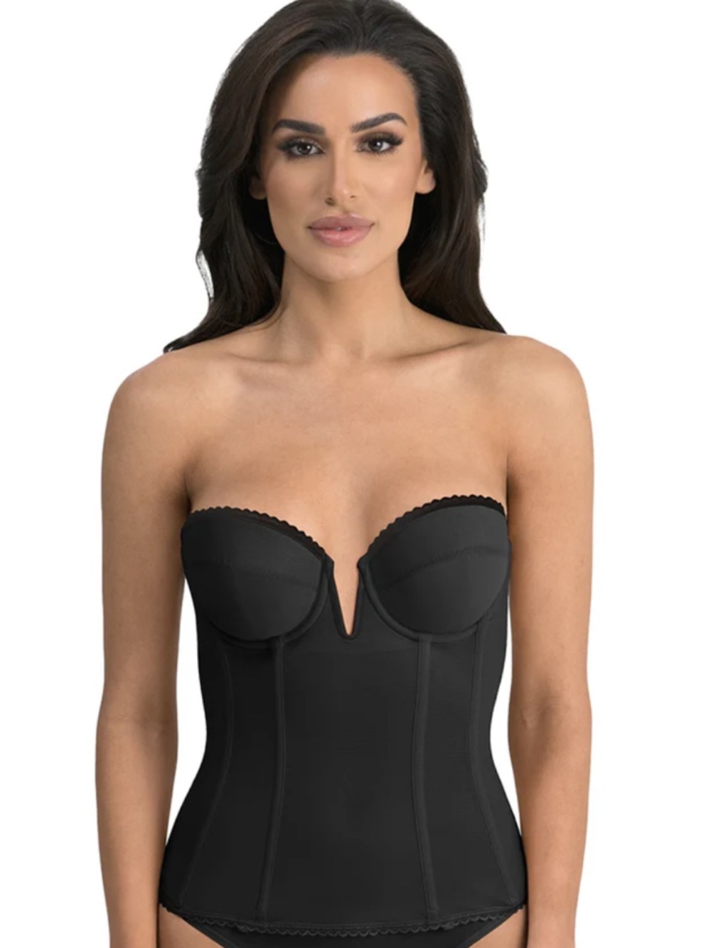 Dominique Intimate Apparel Deep Front Plunge V-Wire Longline Strapless Bra